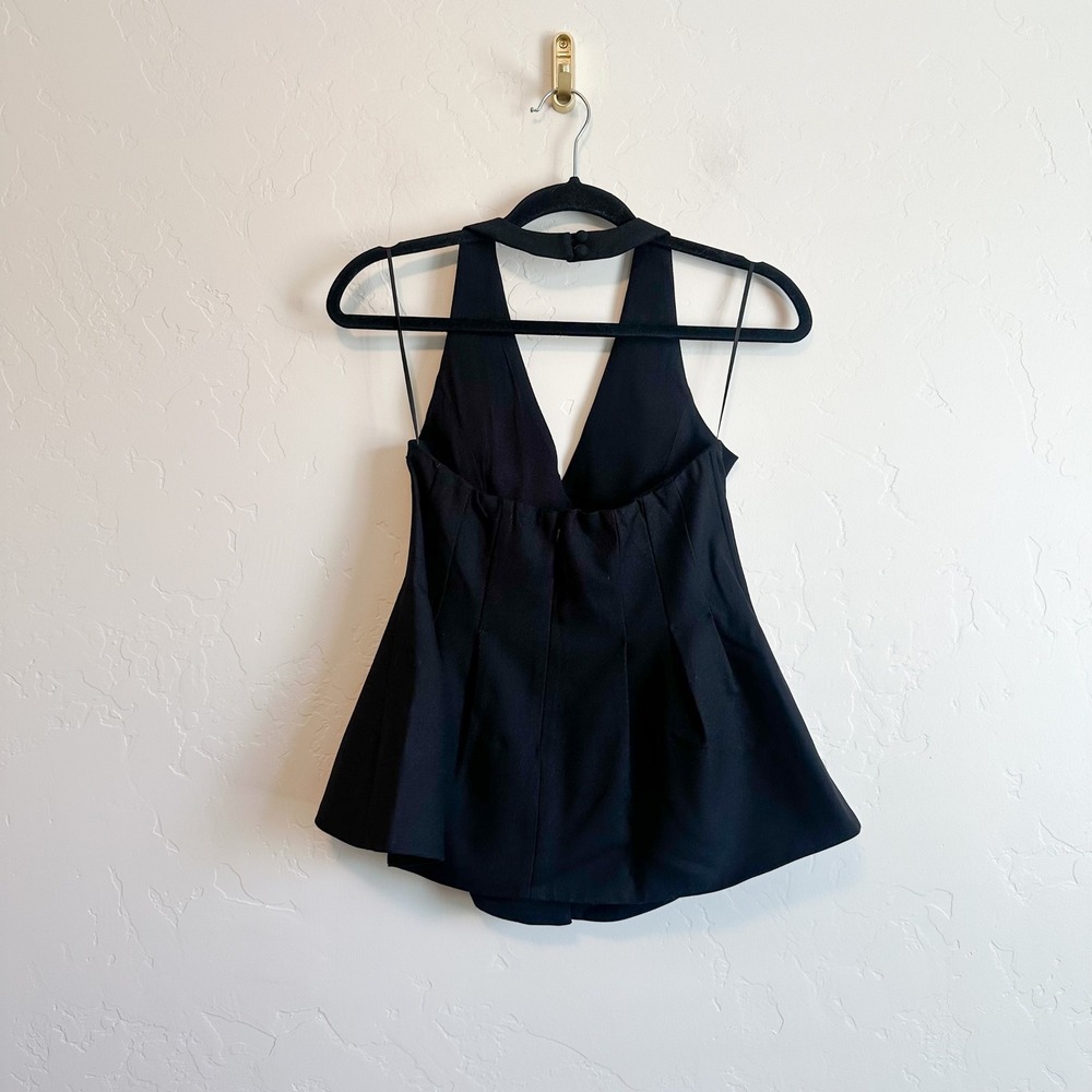 Reformation | Auli Halter Wool-Blend Peplum Vest Top in Black | size 2 - Picture 6 of 9